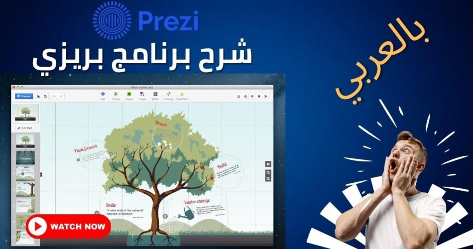 شرح برنامج بريزي وشرح كيفية الكتابة باللغة العربية 2023 تقديم اقوي برزينتاشن باستخدام (Prezi)