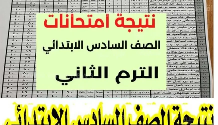 نتيجة الصف السادس الابتدائي برقم الجلوس والاسم محافظة الجيزة