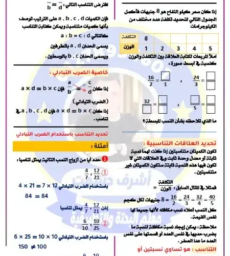 أحدث مذكرة رياضيات للصف الاول الاعدادي الترم الاول 2025 / 2024 PDF