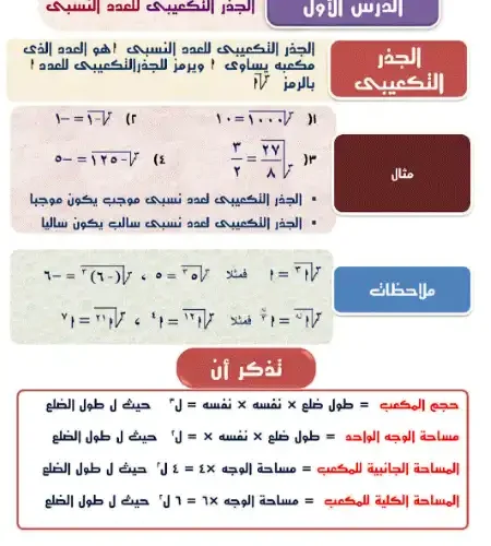 مذكرة رياضيات للصف الثاني الاعدادي ترم اول 2025/2024