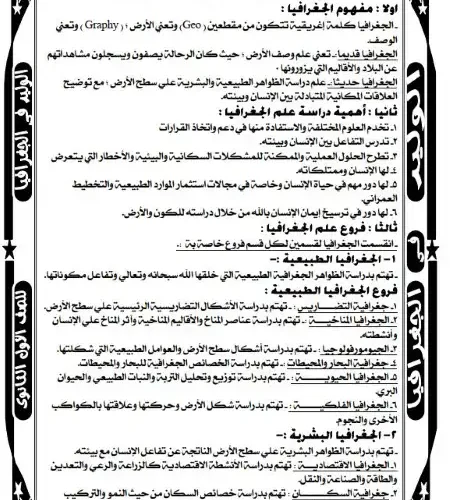 مذكرة الوليد جغرافيا اولى ثانوي ترم اول PDF مستر وليد حسين