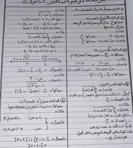 مراجعة جبر وتفاضل وحساب مثلثات للصف الثاني الثانوي الترم الاول مستر علاء الطاهر PDF